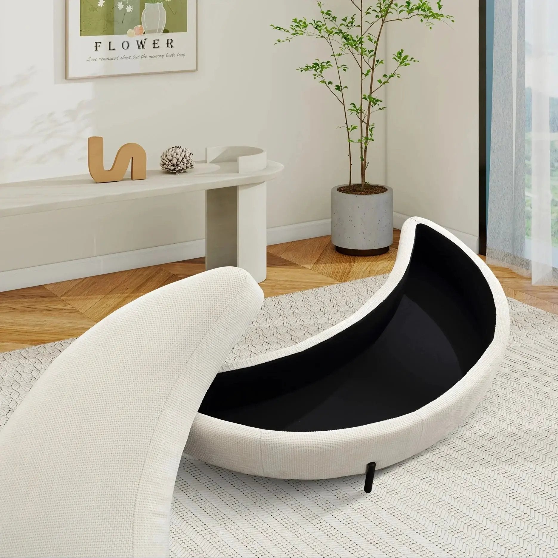 Ottoman Bench - Storage Half Moon Brown by House Of Avana