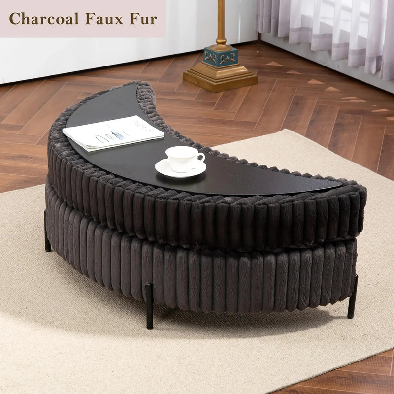Ottoman Bench - Storage Half Moon Brown by House Of Avana