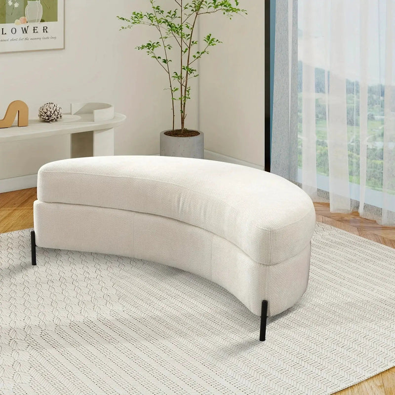 Ottoman Bench - Storage Half Moon Brown by House Of Avana