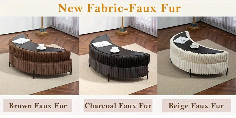 Ottoman Bench - Storage Half Moon Brown by House Of Avana