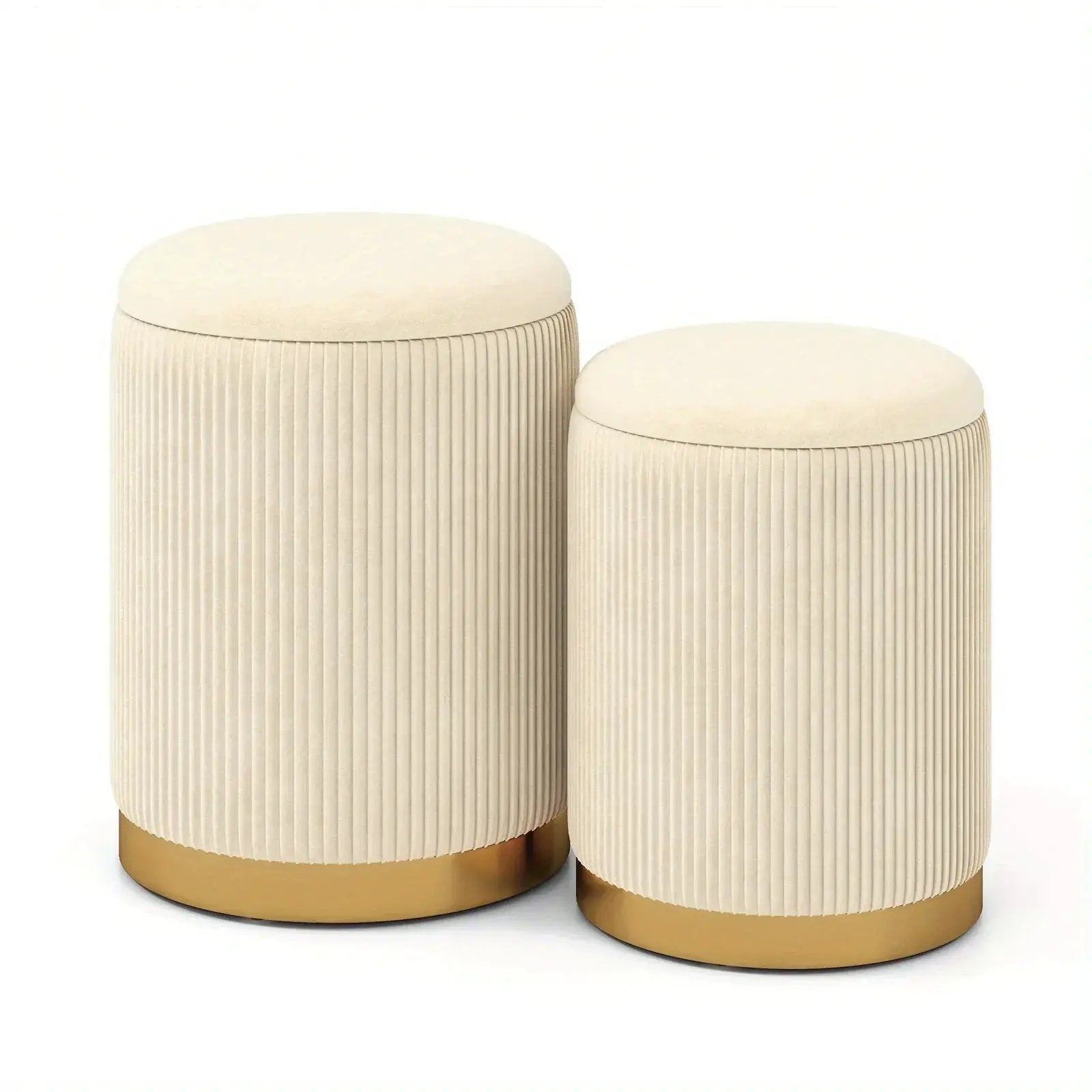 Ottoman - Hidden Leather Round by House Of Avana