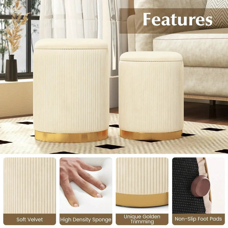 Ottoman - Hidden Leather Round by House Of Avana