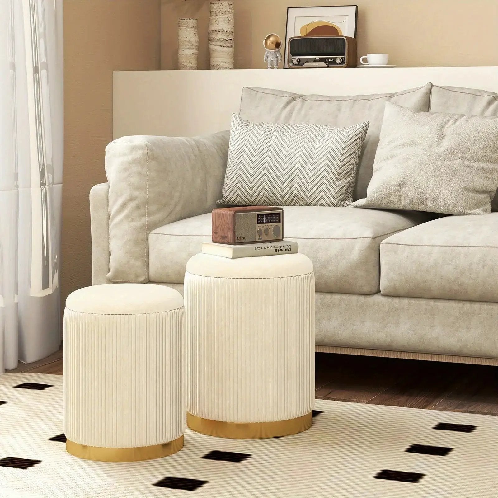 Ottoman - Hidden Leather Round by House Of Avana