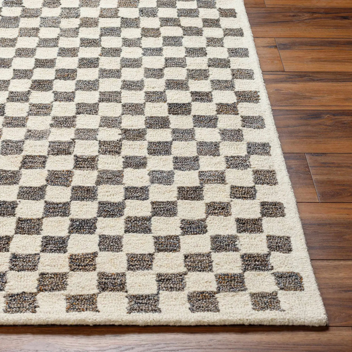 Halen Taupe Checkered Area Rug, photo 9 of 9
