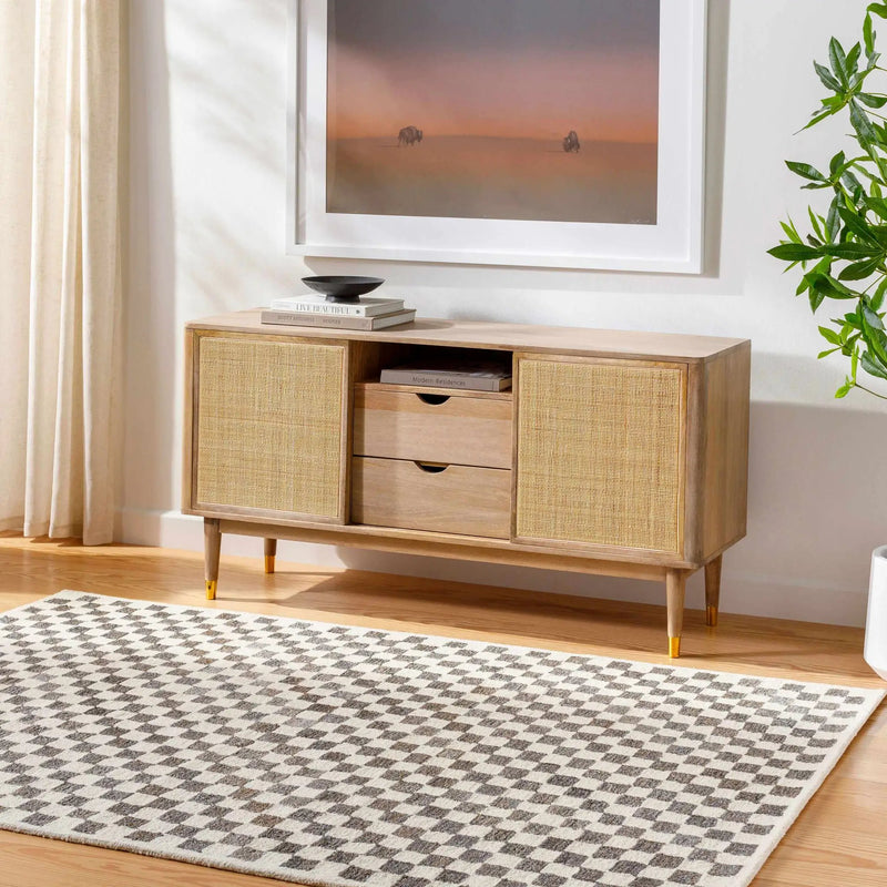 Halen Taupe Checkered Area Rug by Boutique Rugs