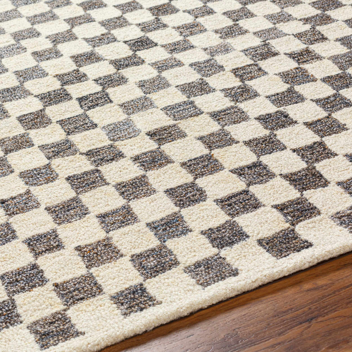 Halen Taupe Checkered Area Rug, photo 8 of 9