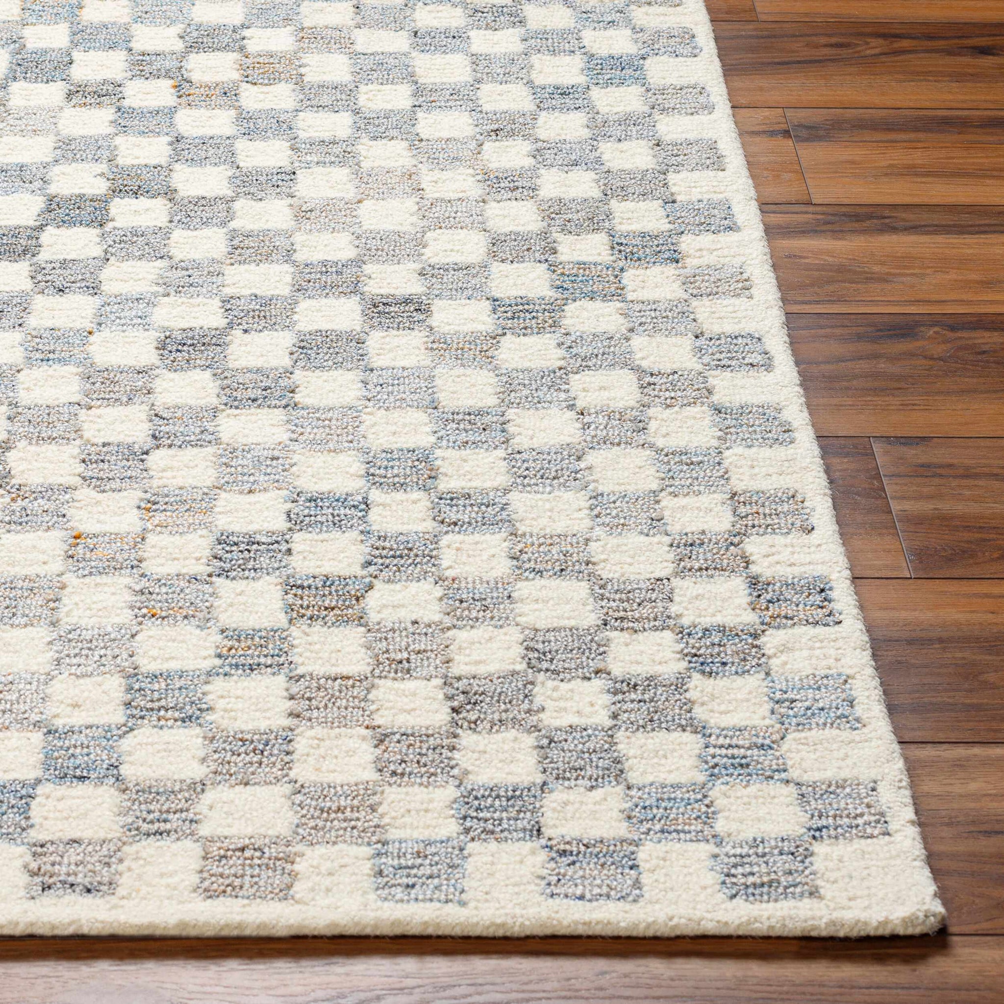 Halen Gray Checkered Area Rug by Boutique Rugs