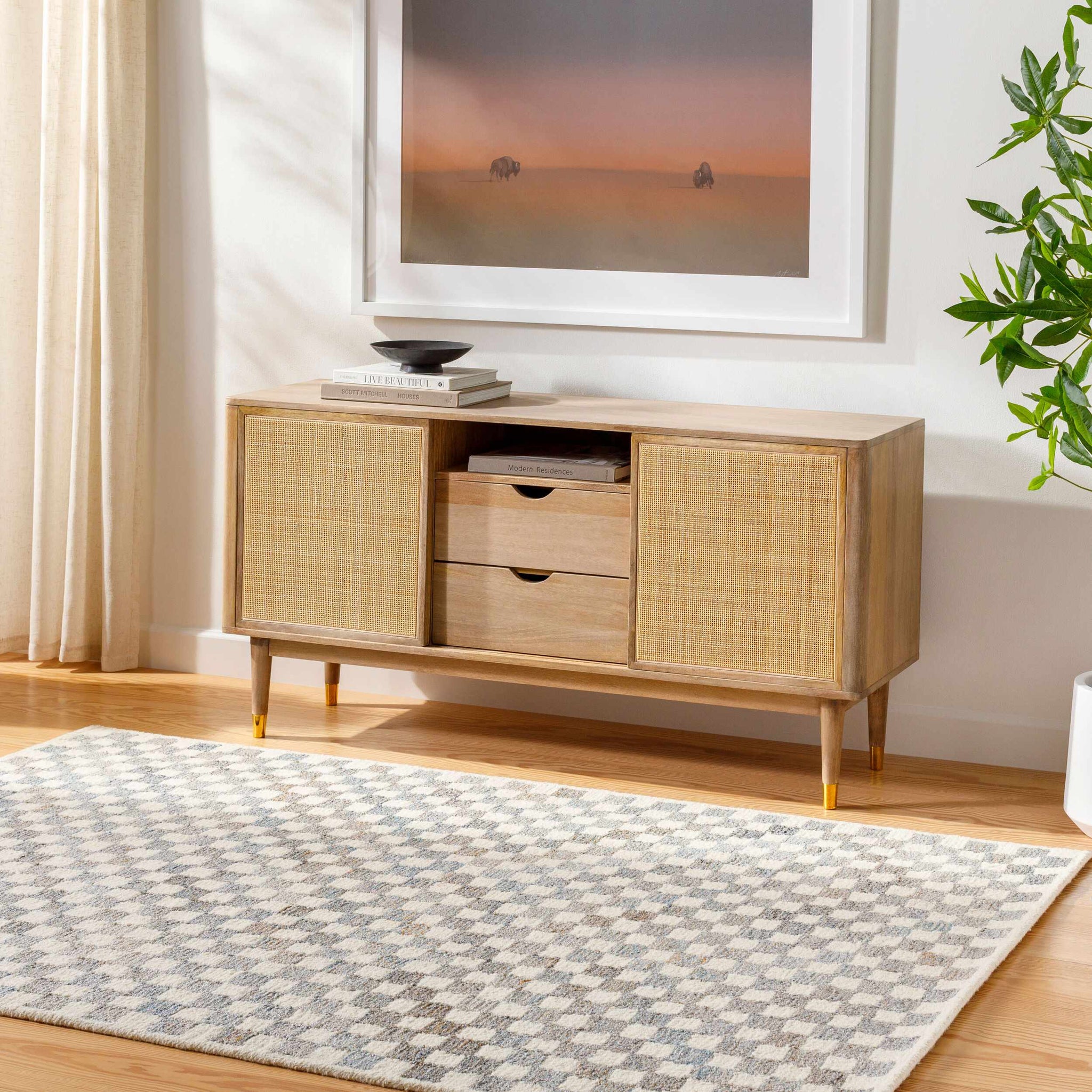 Halen Gray Checkered Area Rug by Boutique Rugs
