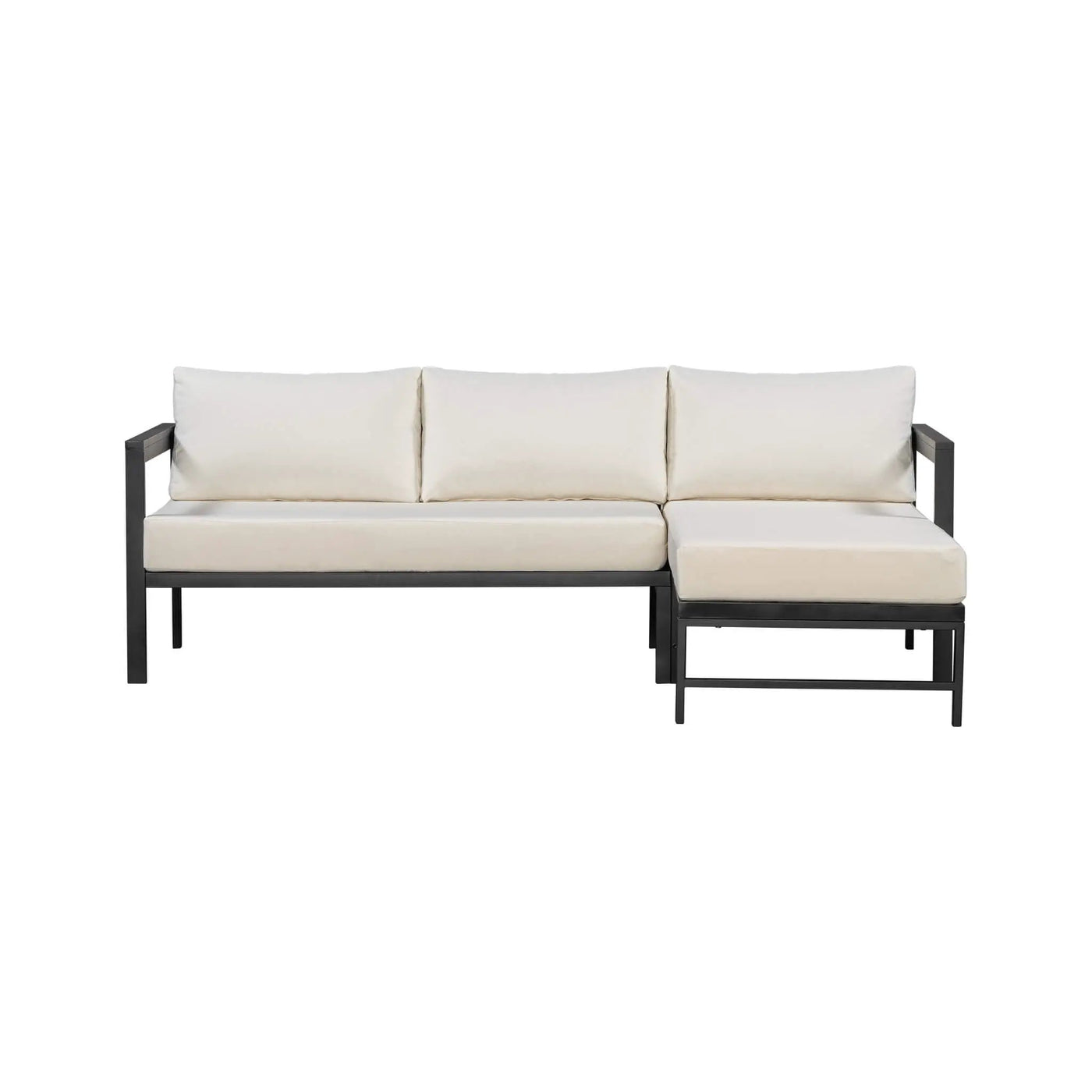 Outdoor 3-Person L-Shaped Patio Sofa With Iron Frame And Thick Cushions [No Coffee Table] (SAK70213) by SAKSBY WHOLESALE