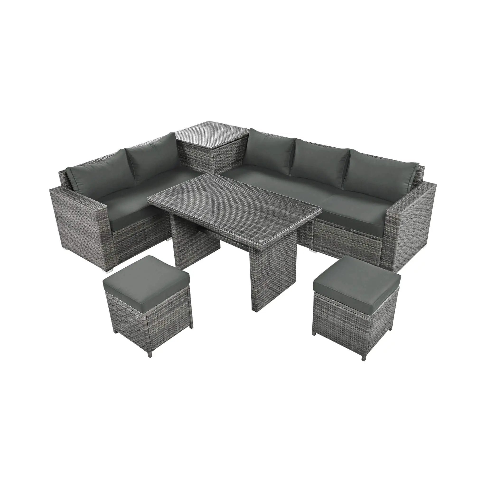 Alora Outdoor 6-Piece All-Weather PE Rattan Sofa Set With Adjustable Seat, Storage Box, Removable Covers, And Tempered Glass Table Top (SAK37221) by SAKSBY WHOLESALE