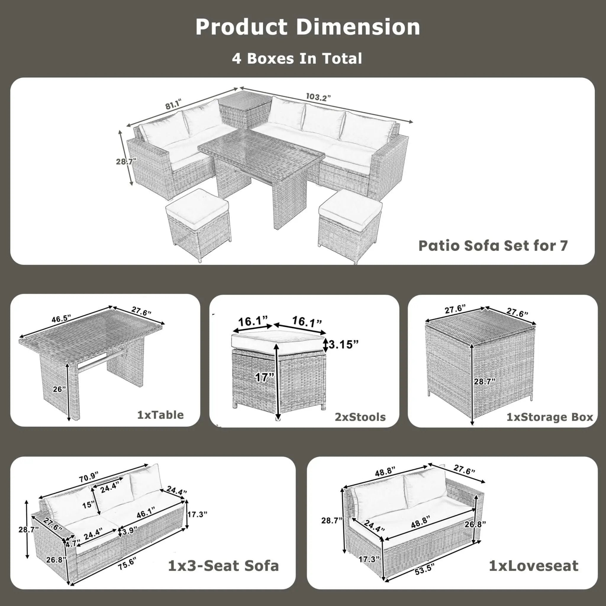 Alora Outdoor 6-Piece All-Weather PE Rattan Sofa Set With Adjustable Seat, Storage Box, Removable Covers, And Tempered Glass Table Top (SAK37221) by SAKSBY WHOLESALE