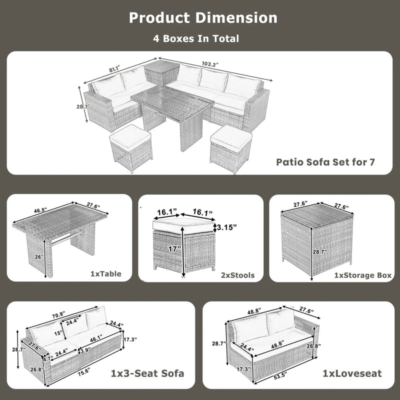 Alora Outdoor 6-Piece All-Weather PE Rattan Sofa Set With Adjustable Seat, Storage Box, Removable Covers, And Tempered Glass Table Top (SAK37221) by SAKSBY WHOLESALE