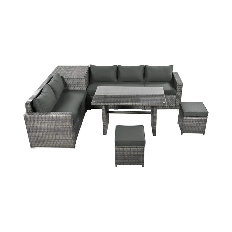 Alora Outdoor 6-Piece All-Weather PE Rattan Sofa Set With Adjustable Seat, Storage Box, Removable Covers, And Tempered Glass Table Top (SAK37221) by SAKSBY WHOLESALE