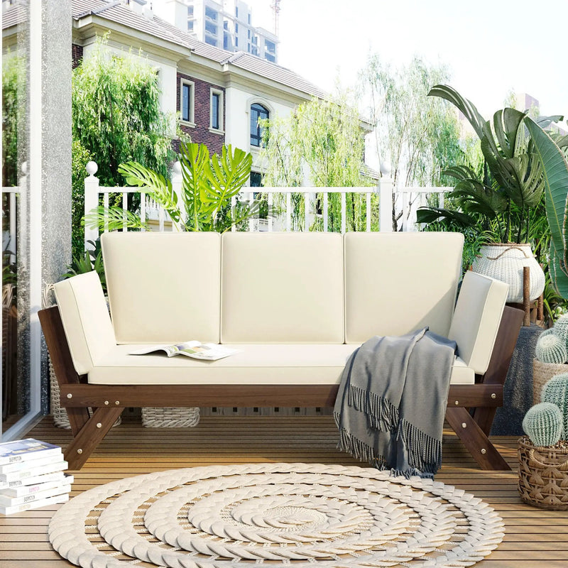 Alora Outdoor Adjustable Wooden Patio Daybed Sofa With Cushions (SAK41345) by SAKSBY WHOLESALE