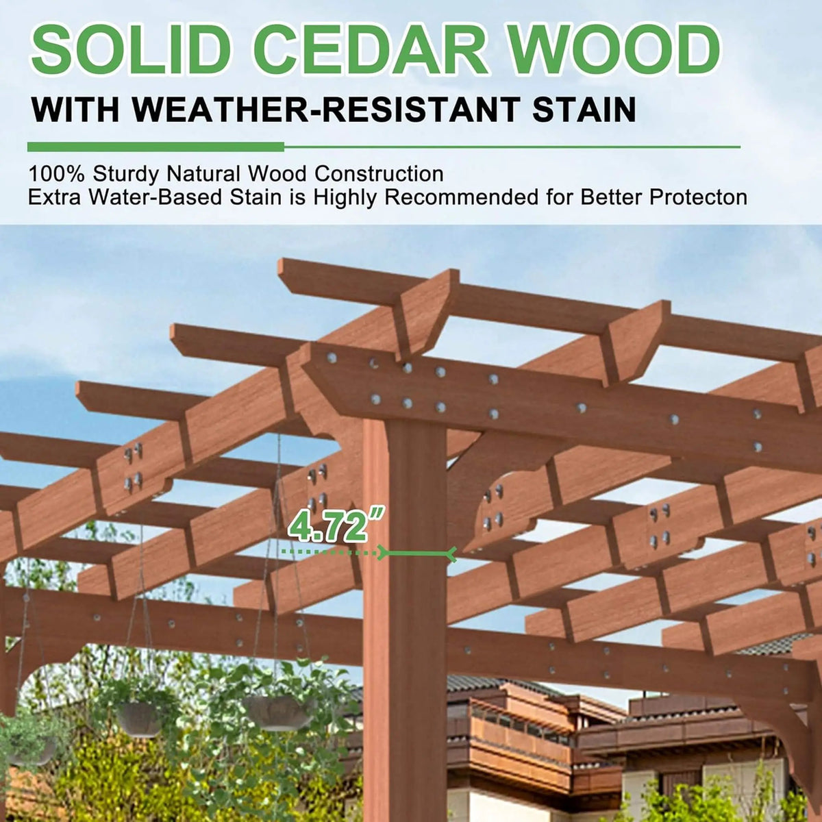 Alora Outdoor Cedar Wood Patio Pergola With Slatted Trellis Roof (SAK92150) by SAKSBY WHOLESALE