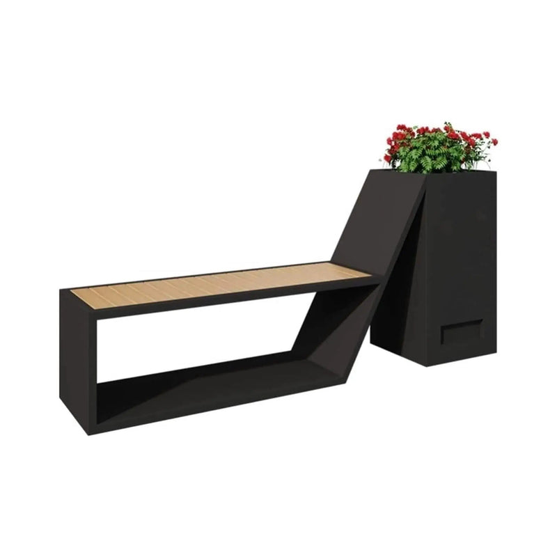 4FT Outdoor Commercial All-Weather Metal Bench With Planter Box [Made-To-Order] (SAK57219) by SAKSBY WHOLESALE