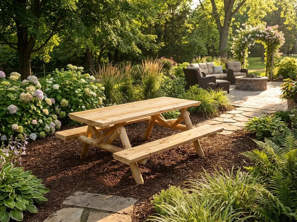 Outdoor Farmhouse Dining Table by Cedar Creek Rustic Furniture
