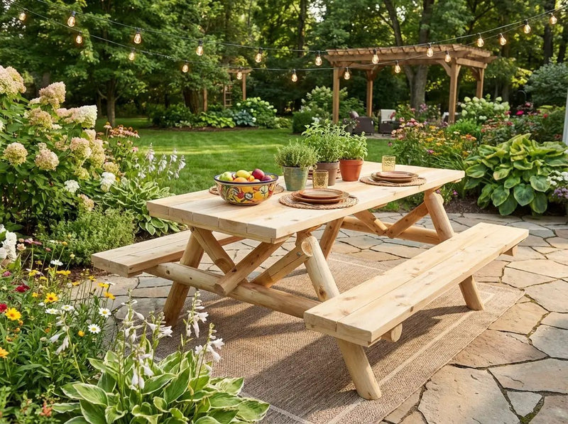 Outdoor Farmhouse Dining Table by Cedar Creek Rustic Furniture