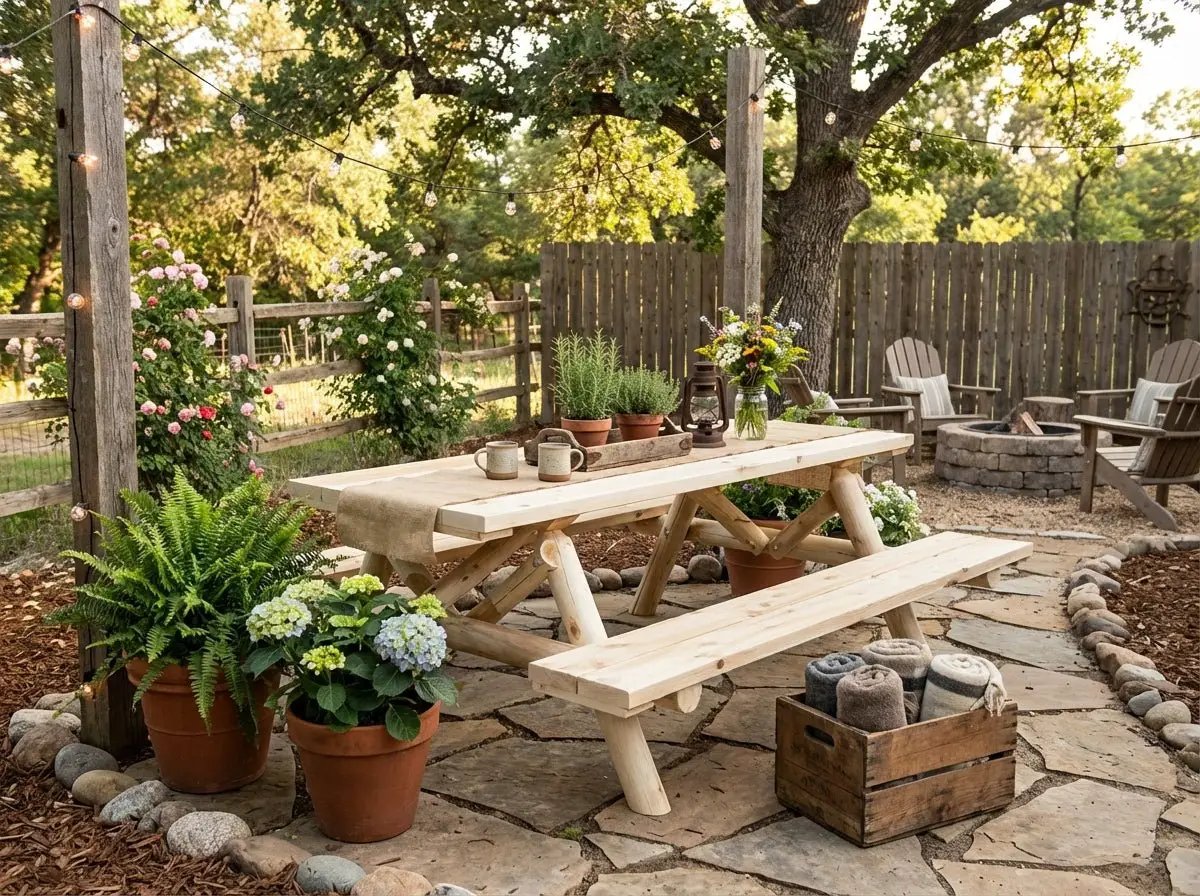 Outdoor Farmhouse Dining Table by Cedar Creek Rustic Furniture