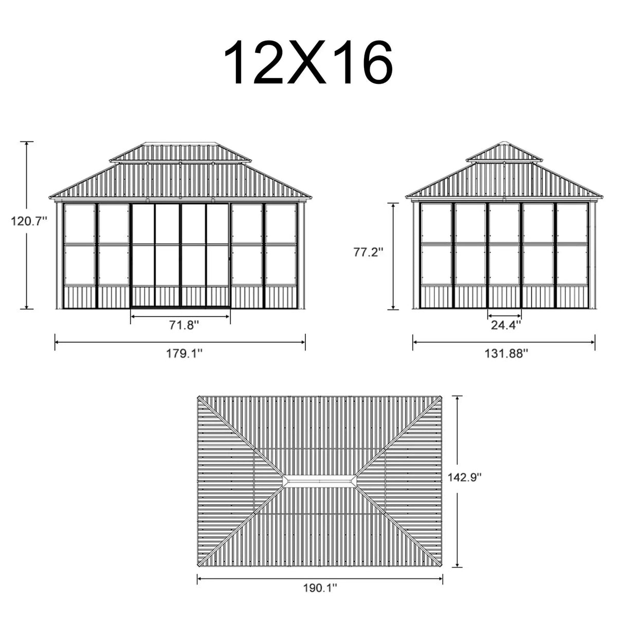Alora Vista Outdoor Hardtop Aluminum Solarium With Double Roof And LED Lights (SAK42086) by SAKSBY WHOLESALE
