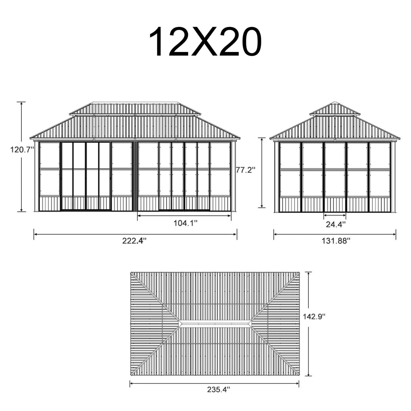 Alora Vista Outdoor Hardtop Aluminum Solarium With Double Roof And LED Lights (SAK42086) by SAKSBY WHOLESALE
