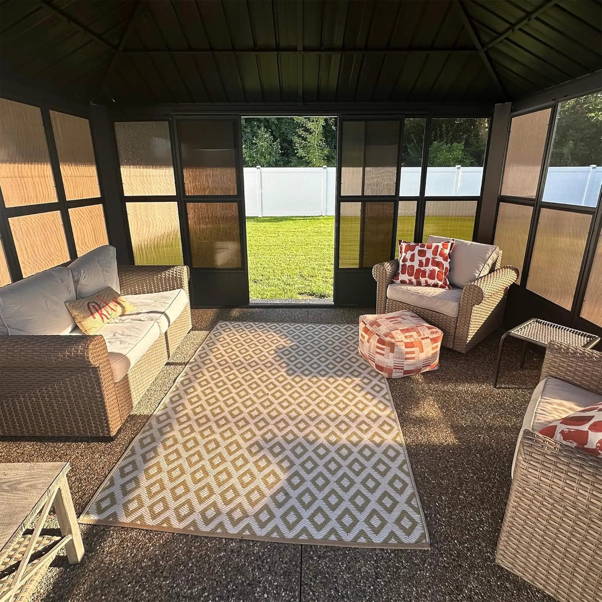Alora Vista Outdoor Hardtop Aluminum Solarium With Double Roof And LED Lights (SAK42086) by SAKSBY WHOLESALE