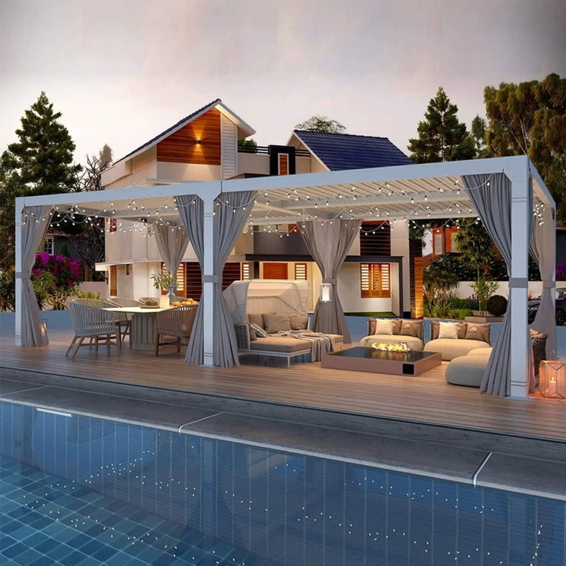 [12X20FT] Alora Outdoor Hardtop Louvered Pergola With Adjustable Aluminum Rainproof Roof (SAK18625) by SAKSBY WHOLESALE