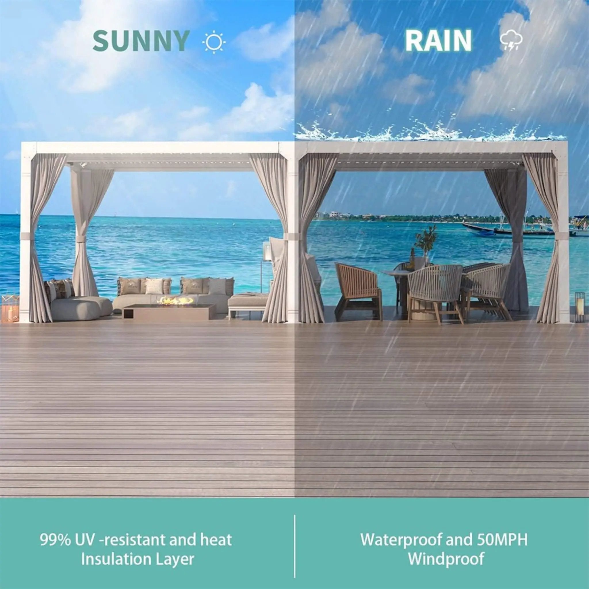 [12X20FT] Alora Outdoor Hardtop Louvered Pergola With Adjustable Aluminum Rainproof Roof (SAK18625) by SAKSBY WHOLESALE