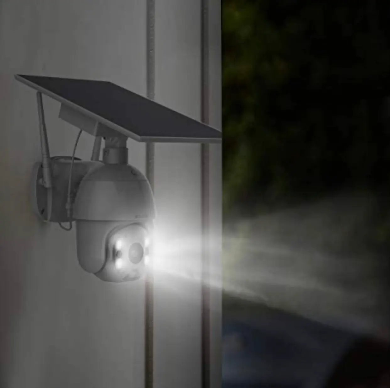 Outdoor Home Security Camera, Wireless WiFi Pan Tilt 360° View Spotlight Solar Battery Powered System, Motion Detection and Siren, Color Night Vision, 2-Way Talk, Remote by Outdoor Solar Outlet