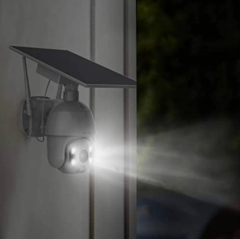 Outdoor Home Security Camera, Wireless WiFi Pan Tilt 360° View Spotlight Solar Battery Powered System, Motion Detection and Siren, Color Night Vision, 2-Way Talk, Remote by Outdoor Solar Outlet