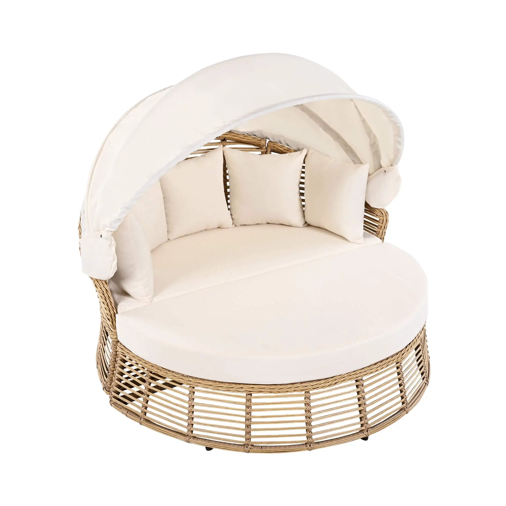 Alora 53-Inch Outdoor Patio Rattan Round Wicker Daybed With Retractable Canopy (SAK69241) by SAKSBY WHOLESALE