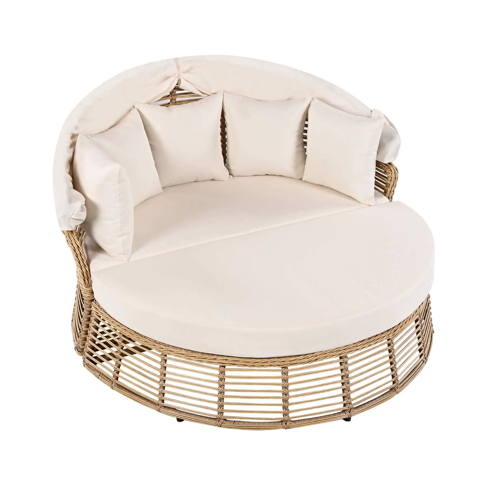 Alora 53-Inch Outdoor Patio Rattan Round Wicker Daybed With Retractable Canopy (SAK69241) by SAKSBY WHOLESALE