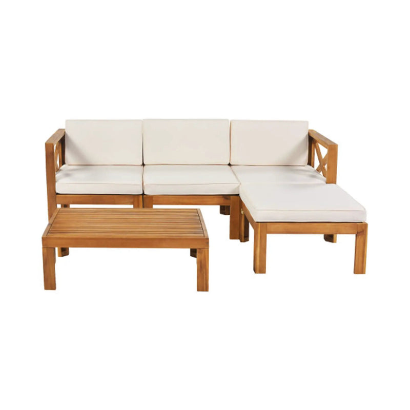 Alora 5-Piece Outdoor Patio Wood Sectional Sofa Set With Cushions (SAK31297) by SAKSBY WHOLESALE