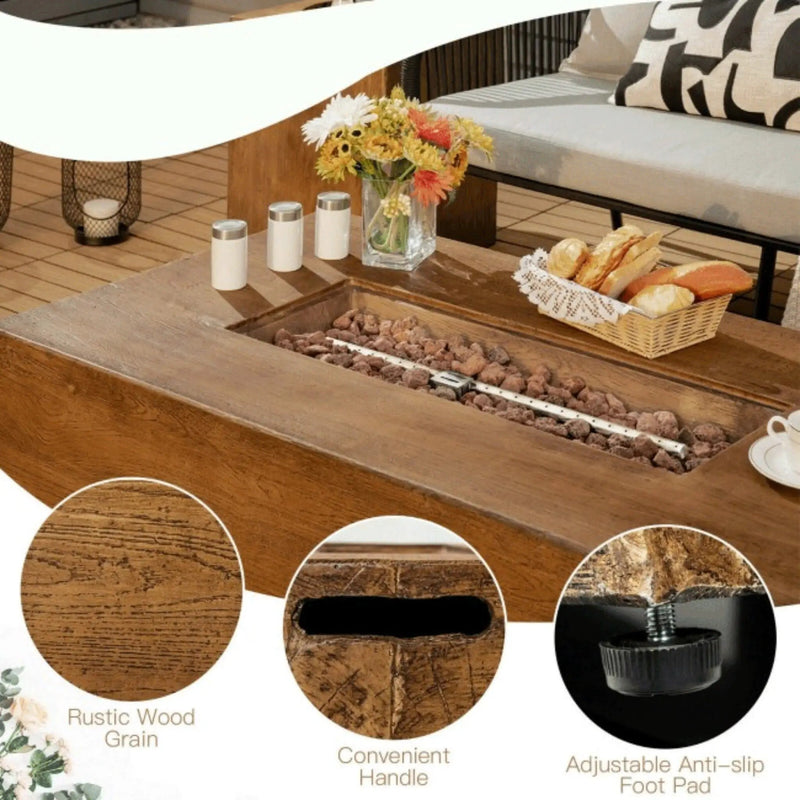 Alora Outdoor Propane Gas Fire Pit Table W/ Lava Rocks & Cover, 50K BTU (SAK94436) by SAKSBY WHOLESALE