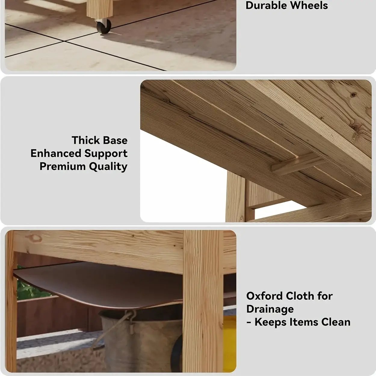 Outdoor Raised Garden Beds with Lockable Wheels Elevated Wooden Growing Bed for Flowers, Vegetables, Planter Box with Legs & Storage Shelf for Backyard, Patio, Balcony, Wooden Garden Bed, Round Raised Garden Bed, Narrow Garde by House Of Avana