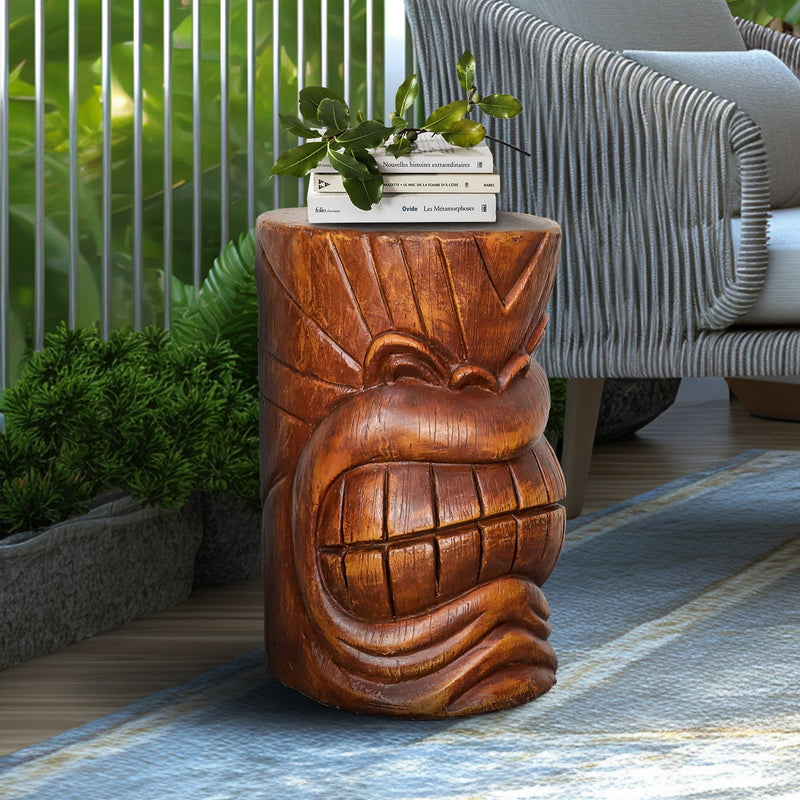 Concrete Hawaiian Tiki Statue Side Table 19 Inch, photo 3 of 9