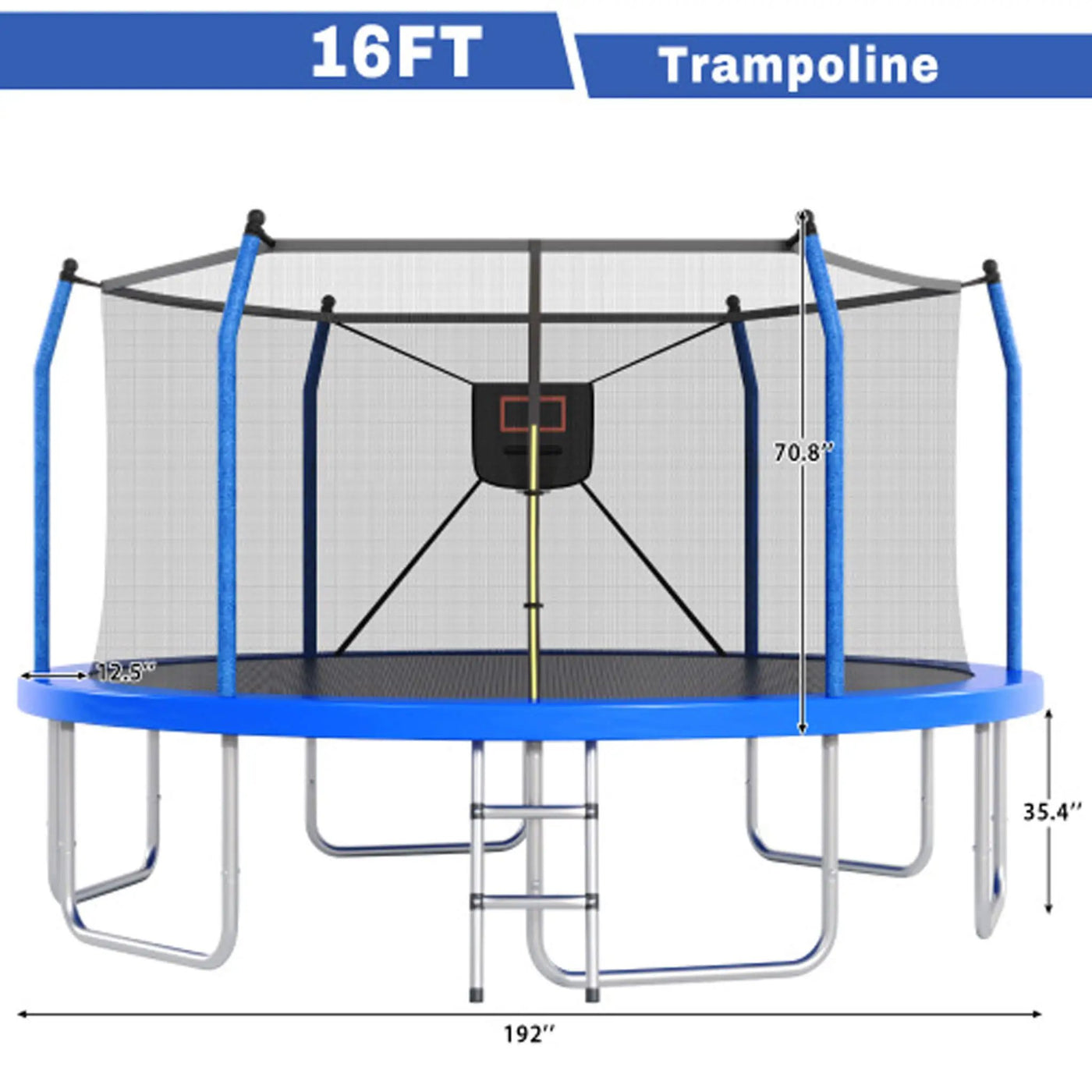 Outdoor Trampoline With LED Lights And Basketball Hoop (SAK69305) by SAKSBY WHOLESALE