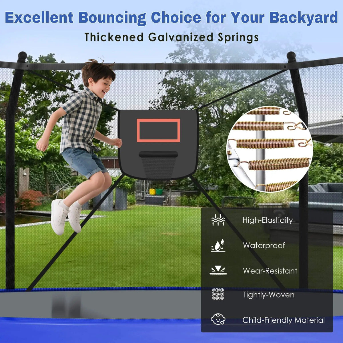 Outdoor Trampoline With LED Lights And Basketball Hoop (SAK69305) by SAKSBY WHOLESALE