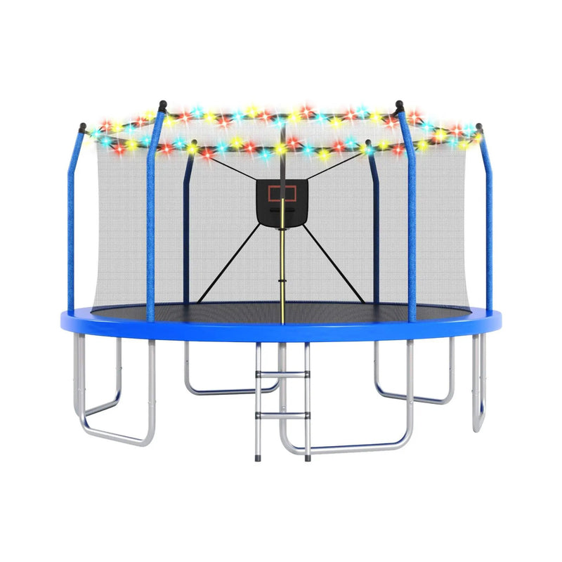 Outdoor Trampoline With LED Lights And Basketball Hoop (SAK69305) by SAKSBY WHOLESALE