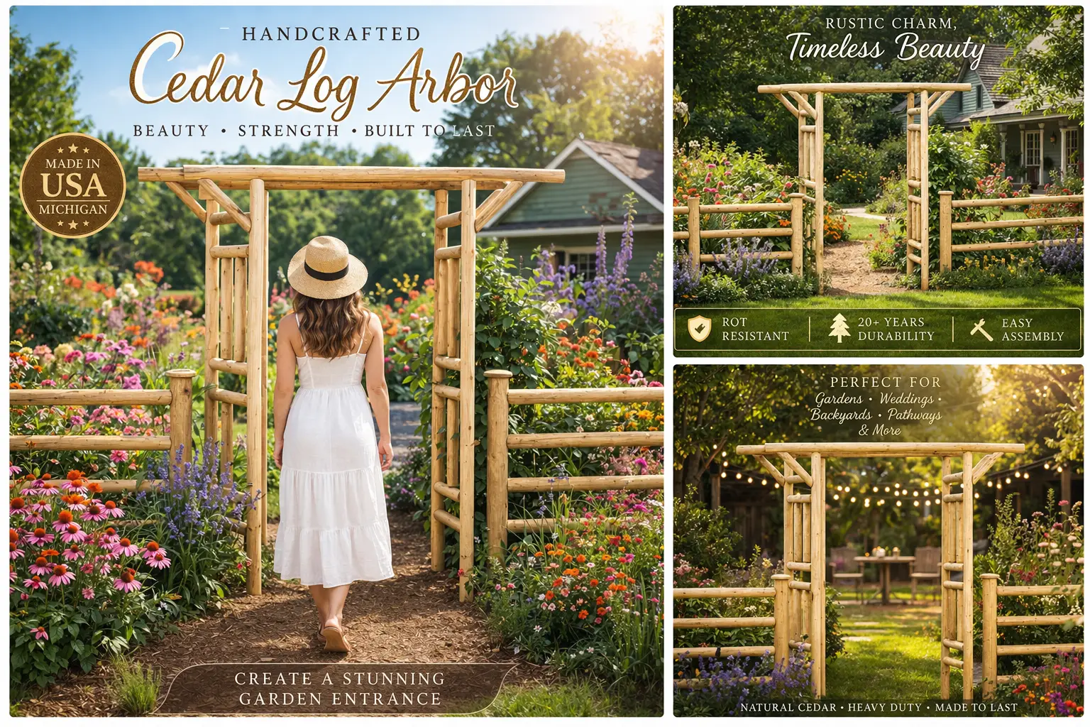 Outdoor Wooden Arbor by Cedar Creek Rustic Furniture