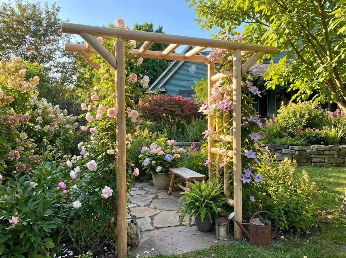 Outdoor Wooden Arbor by Cedar Creek Rustic Furniture