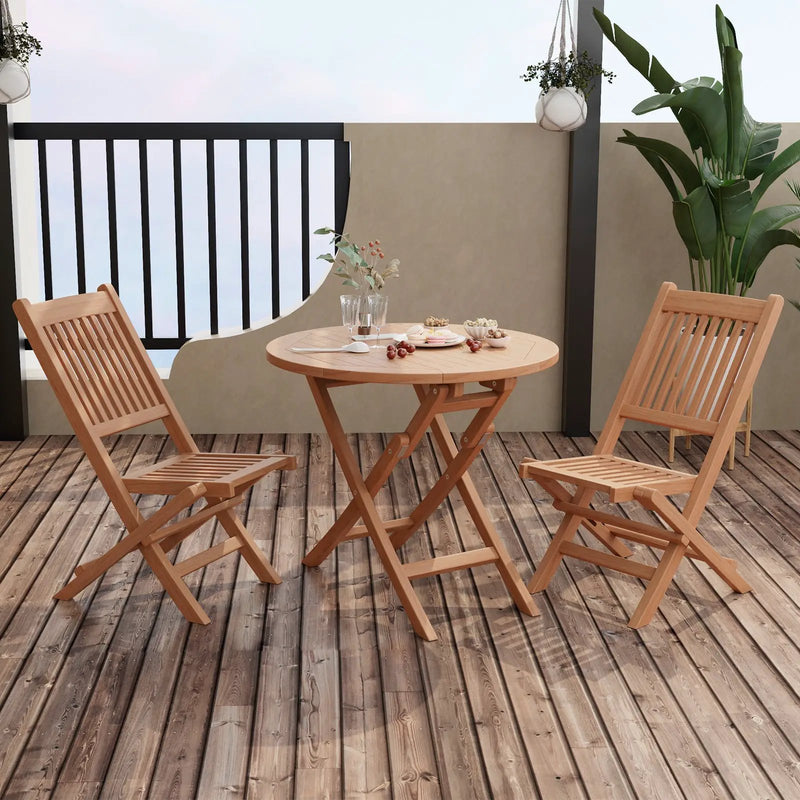 Outdoor Bistro Set with Slatted Seat and Tabletop for Backyard by DirectDeals