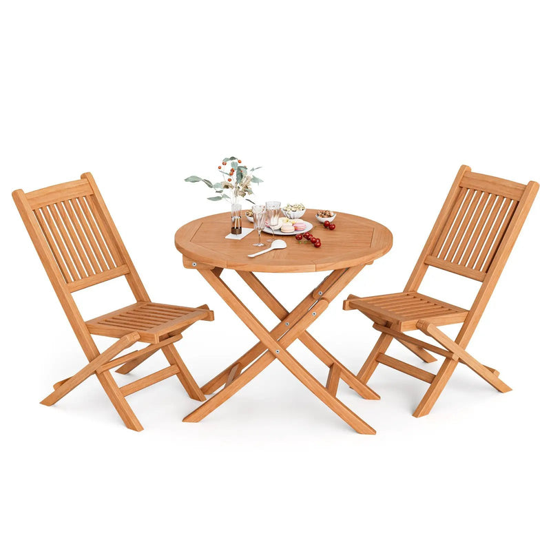 Outdoor Bistro Set with Slatted Seat and Tabletop for Backyard by DirectDeals