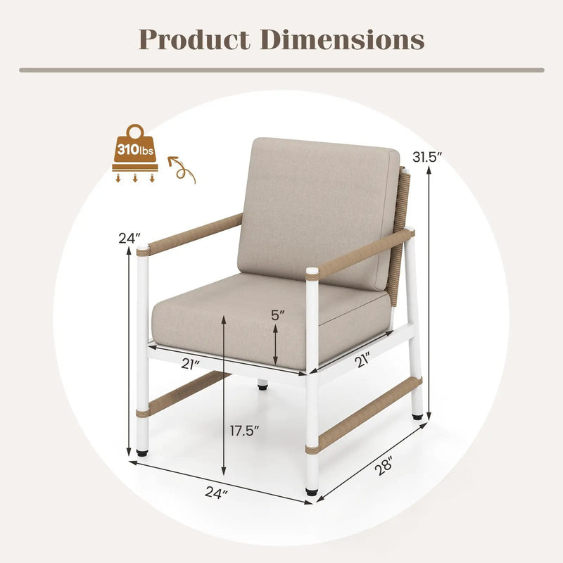2 Packs Patio Aluminum Sofa with Wicker Backrest and Armrests by DirectDeals