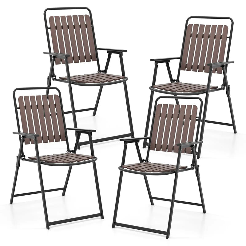Folding Patio Dining Chairs Set of 4 - Heavy-Duty Metal Frame by DirectDeals