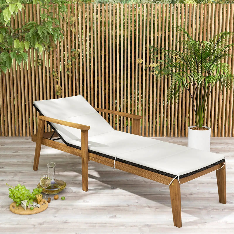 Outdoor Chaise Lounge Chair Rattan Patio Recliners with Armrests by DirectDeals