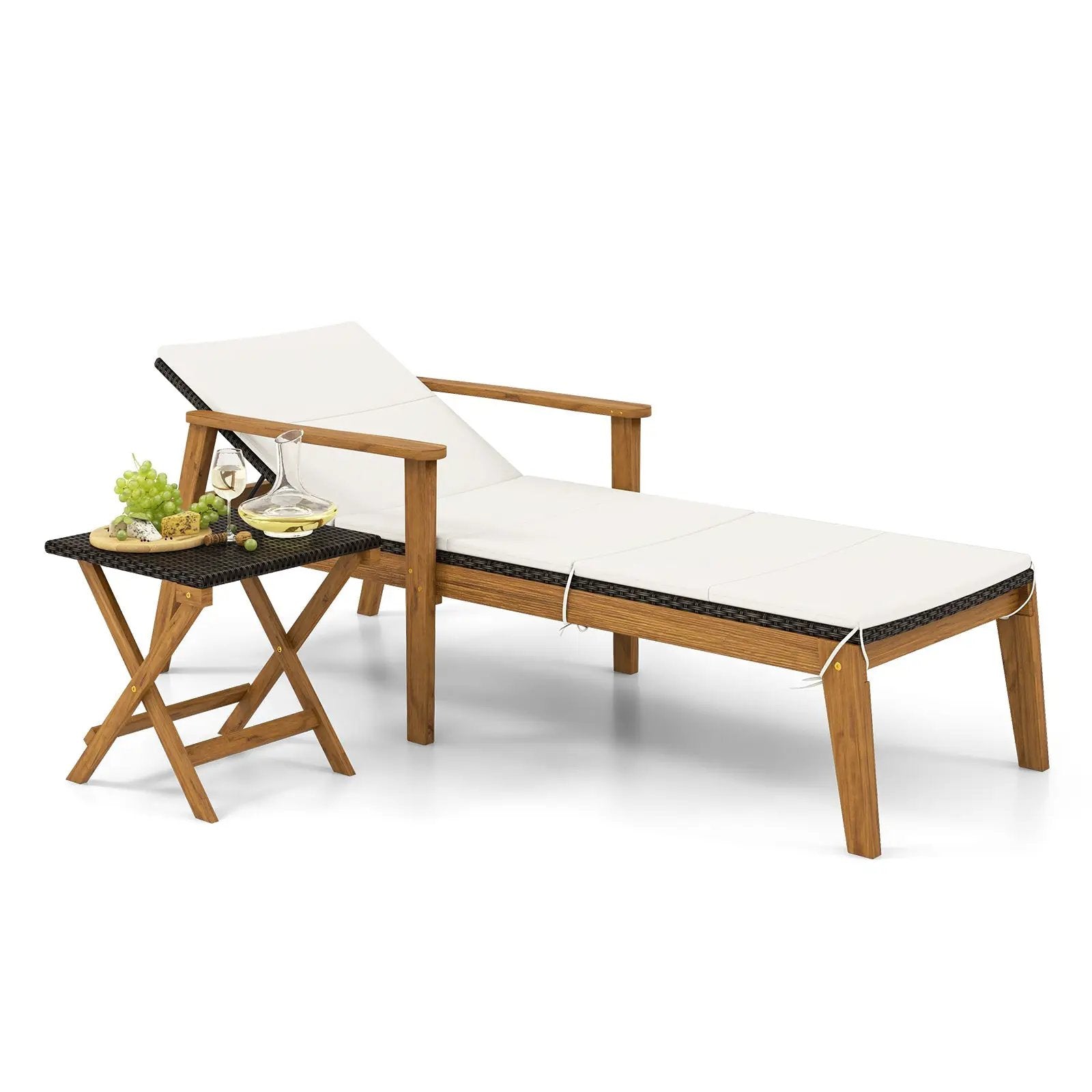 Outdoor Chaise Lounge Chair Rattan Patio Recliners with Armrests by DirectDeals