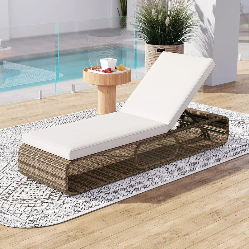 7-Position Adjustable PE Rattan Outdoor Chaise Lounge Chair by DirectDeals