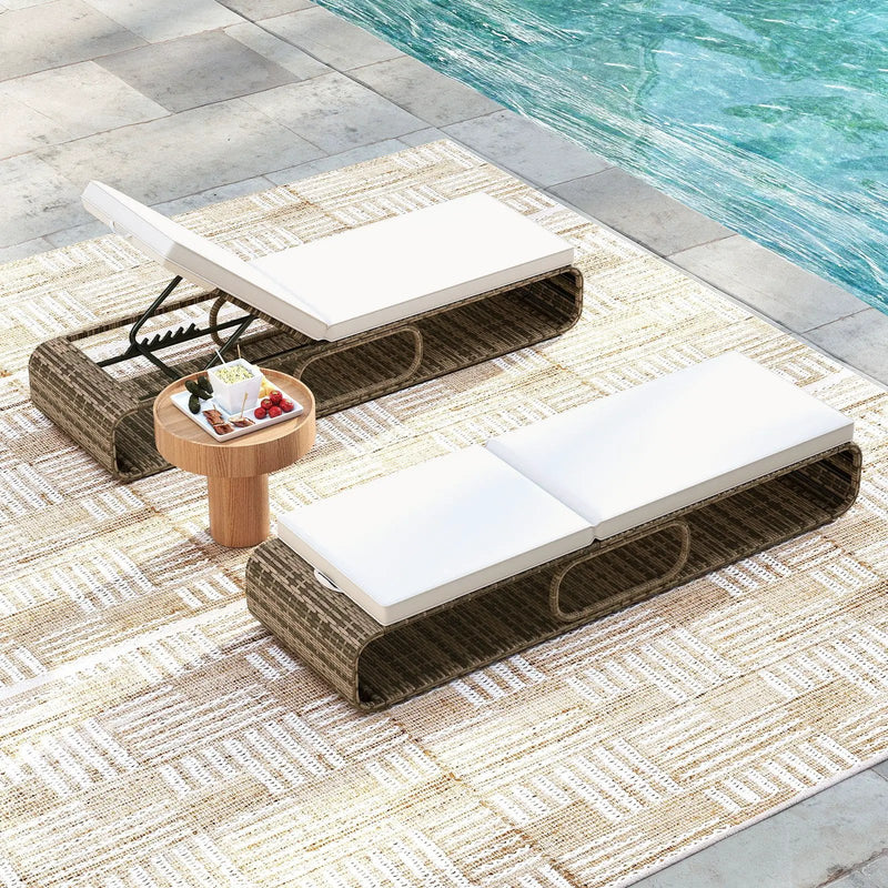 7-Position Adjustable PE Rattan Outdoor Chaise Lounge Chair by DirectDeals