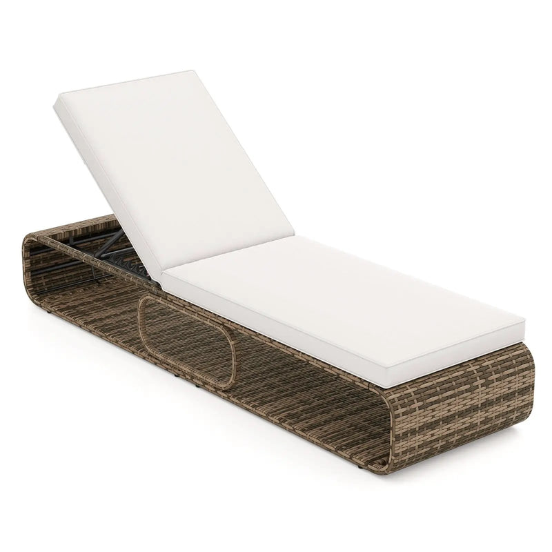 7-Position Adjustable PE Rattan Outdoor Chaise Lounge Chair by DirectDeals
